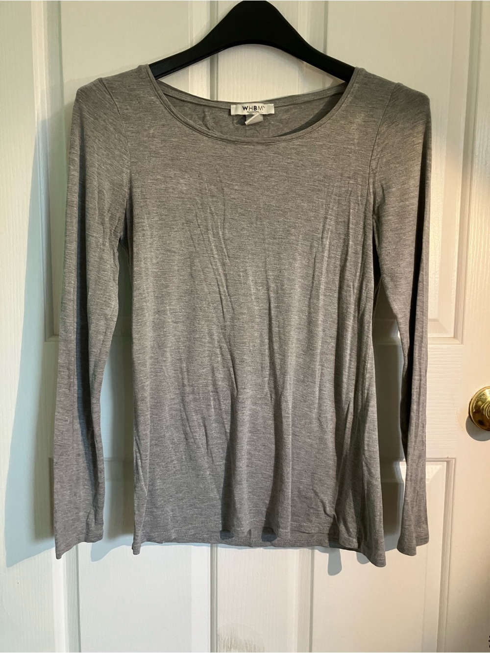 White House Black Market Slim Long Sleeve Crewneck Top - Gray